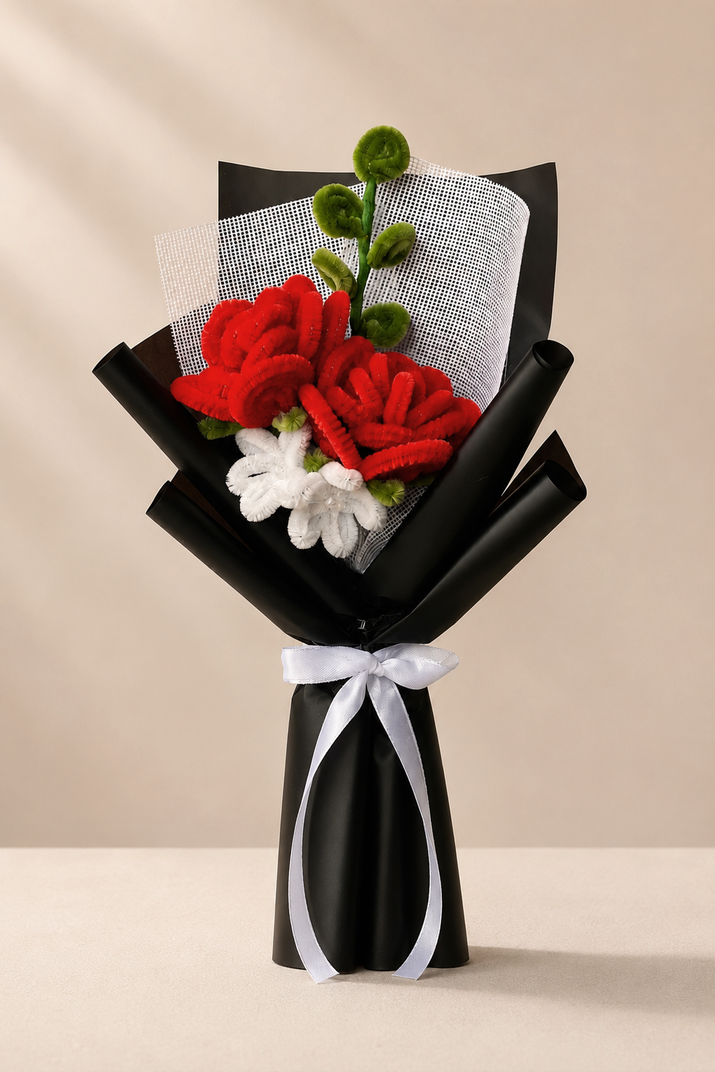 2 Roses & White bloom